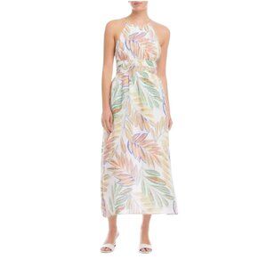 NWT Fifteen Twenty Eden Midi Sun Dress Womens XS White Green Halter Neck Floral